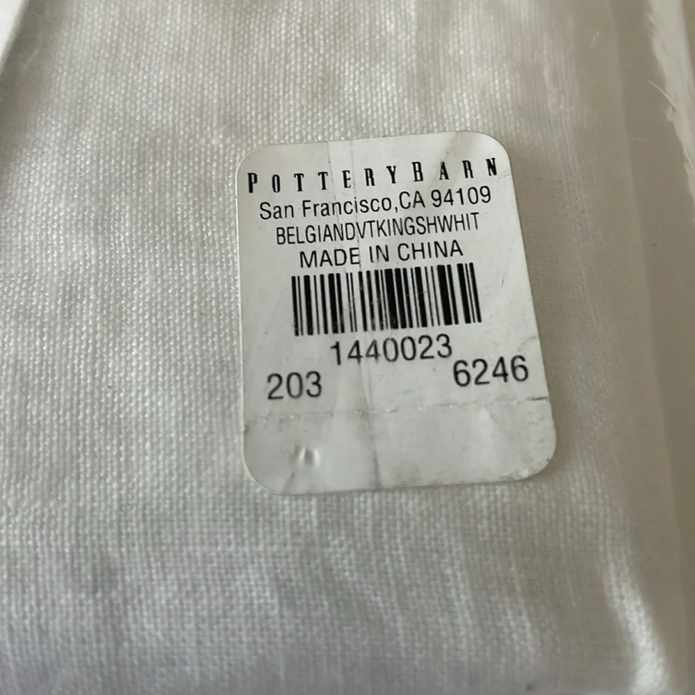 Pottery Barn Belgian Flax Linen King Sham in White